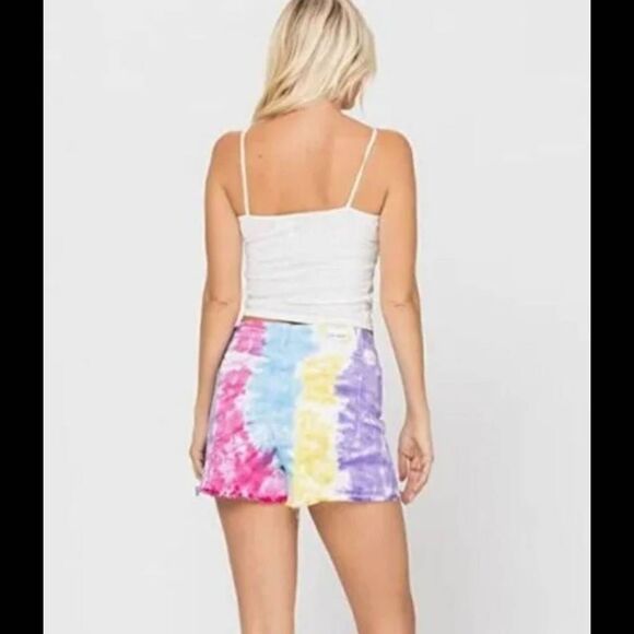 Judy Blue Snow Cone Tie Dye High Waist Shorts Soft n stretchy Size XL Nwt. - Picture 10 of 10